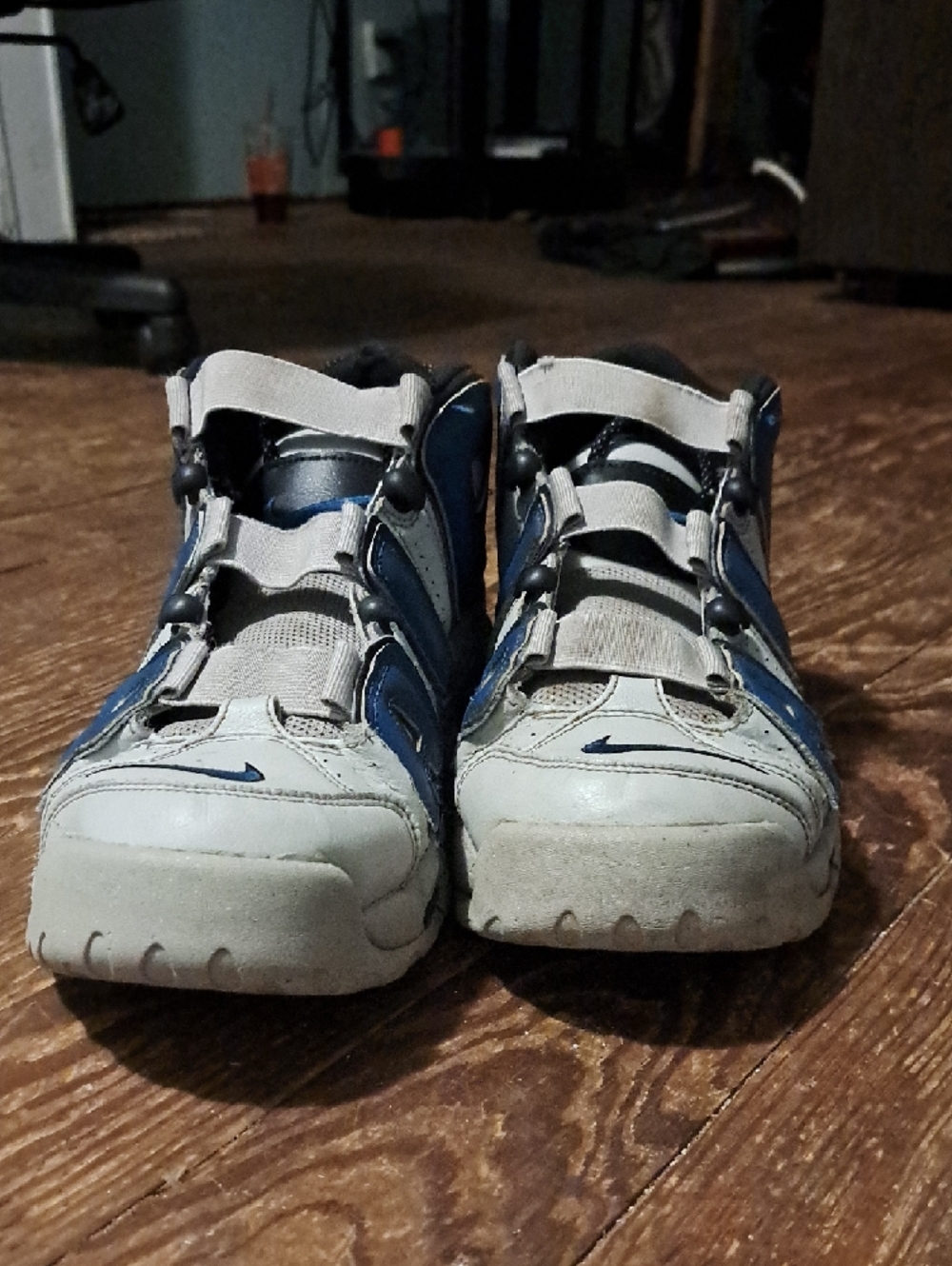 White and Blue Nike 96 Uptempo AIR Basketball Sneakers - Picture 3 of 5